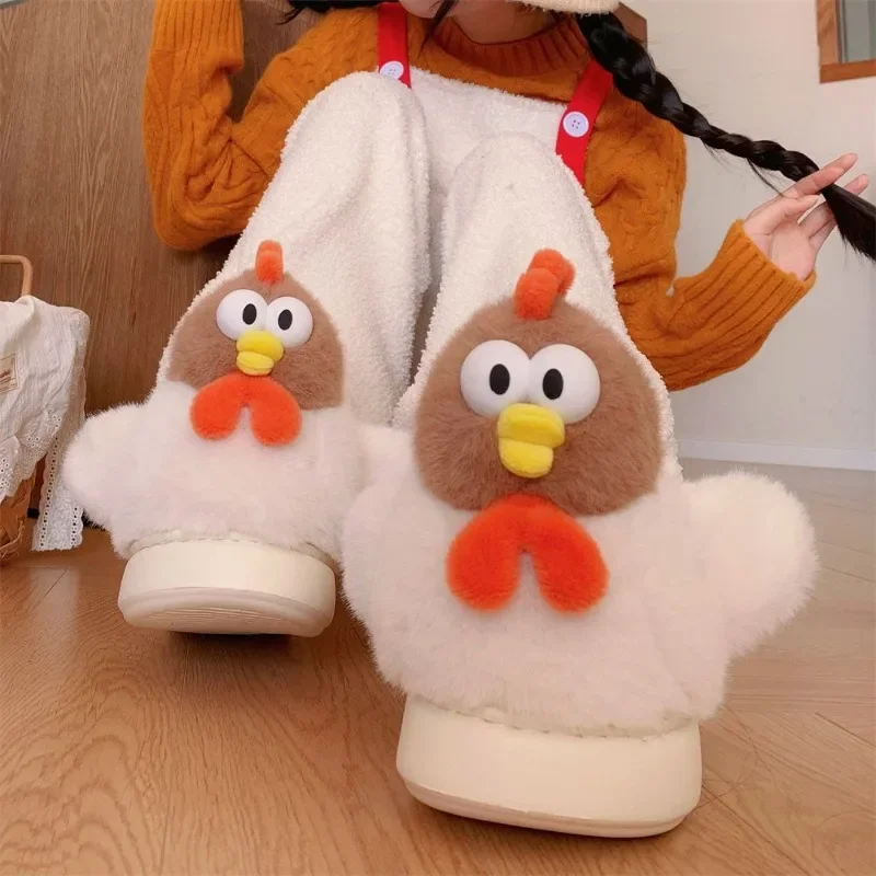 Winter ladies fun chick plush shoes fashion leisure home warm plush cotton slippers comfortable for indoor home or garden wear