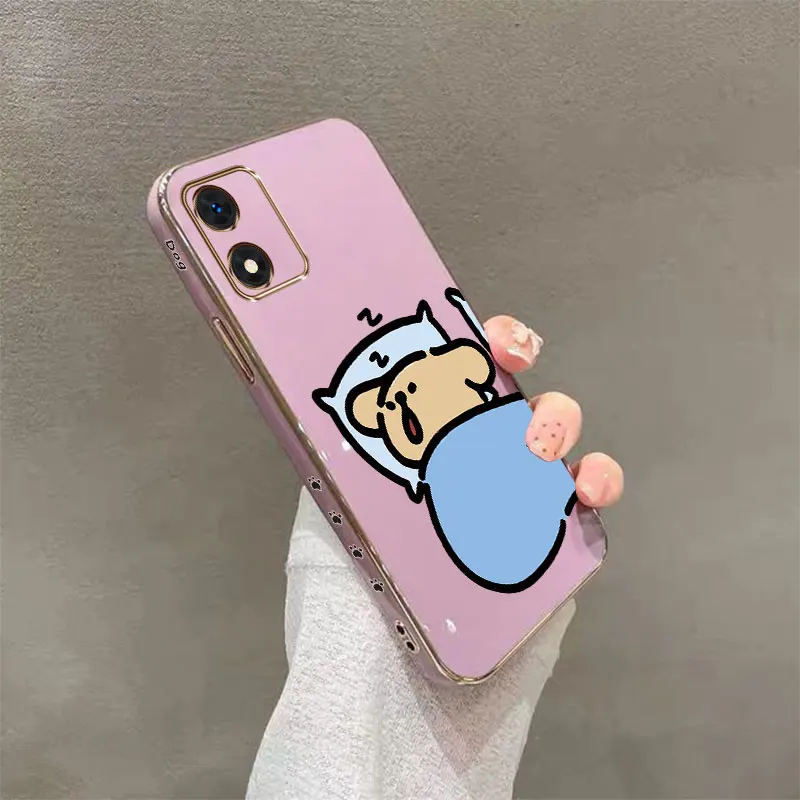 E13 Sleeping Puppy Plating Phone Case For Motorola Moto E13 Cover