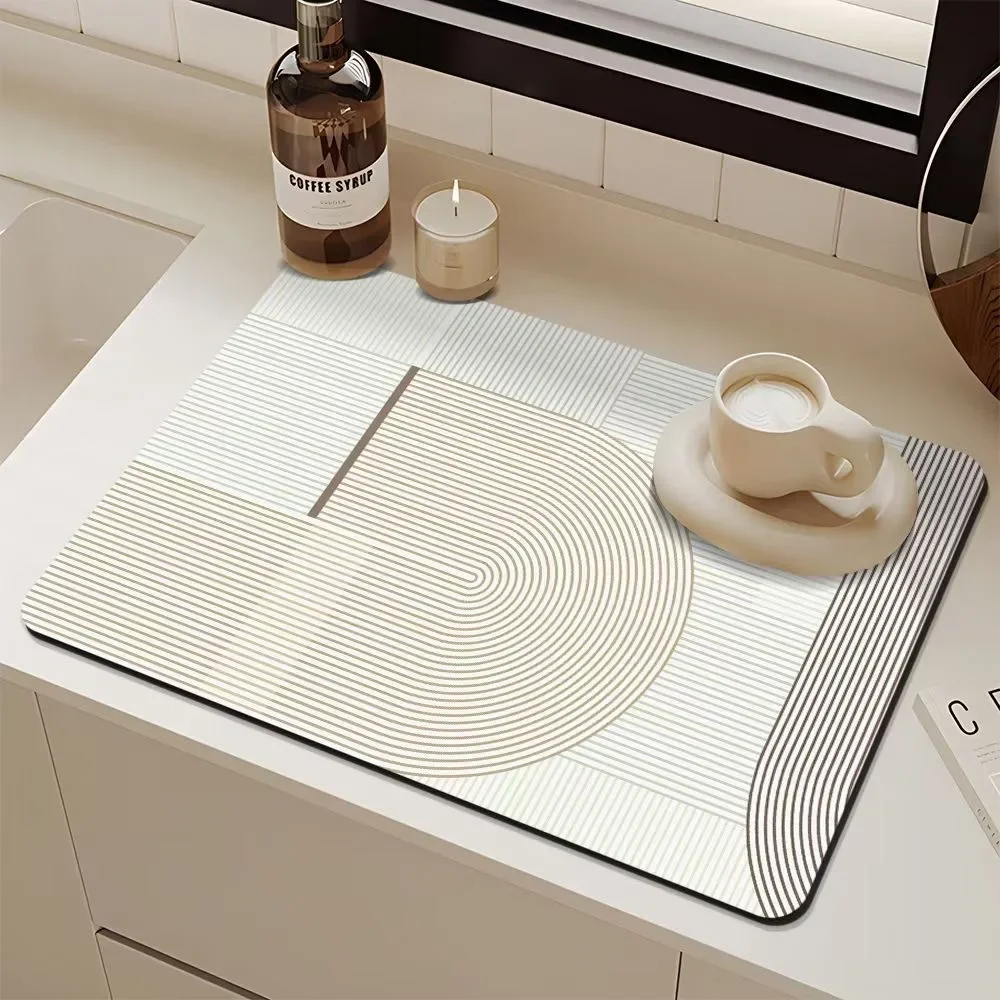 Dish Drain Pad Rubber Drying Pad Non-slip Super Absorbent Mat Guard Countertop Protector Kitchen Accessories Coffee Machine Pads
