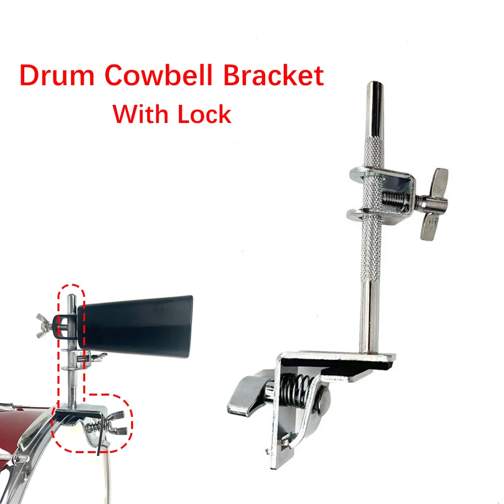 Cowbell Clamp Drum Cowbell Bracket Mount Cowbell Stand Holder Clip Percussion Accessory with Parallel Action Jaws