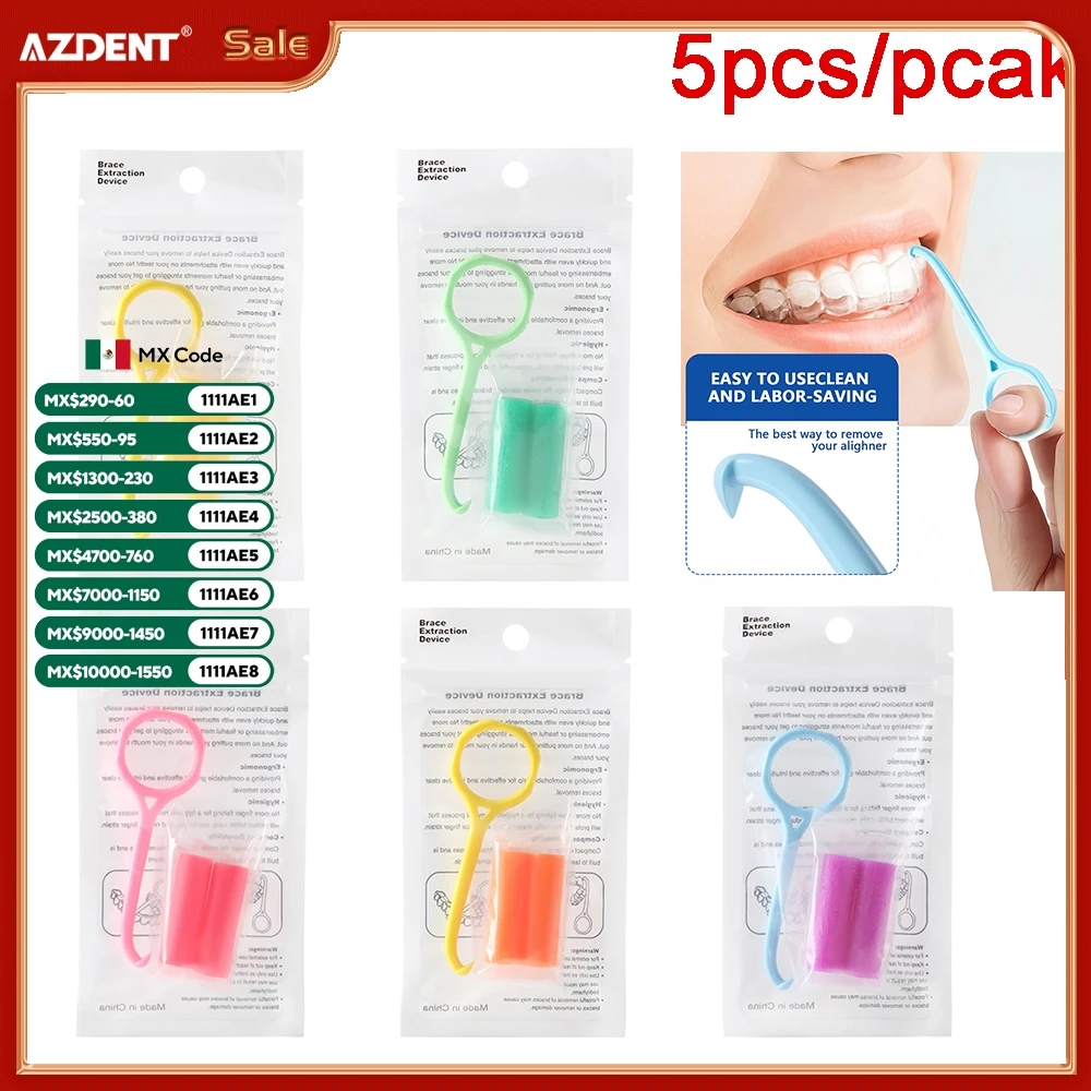 

5 комплектов AZDENT стоматологического ортодонтического выравнивателя и ортодонтических сидений, набор прозрачных зубов, пластиковый крючок для выравнивания полости рта, силиконовая палочка