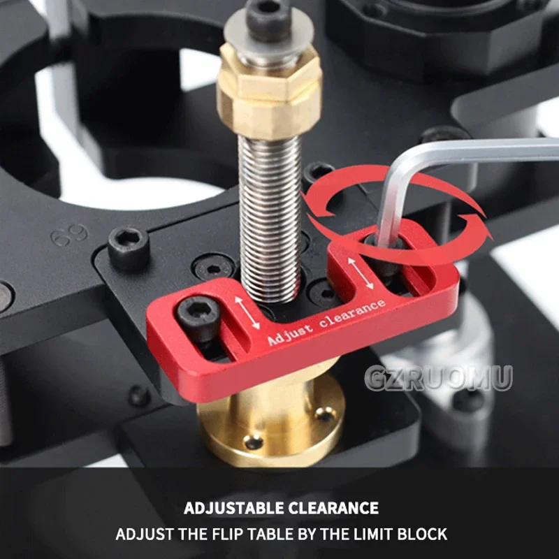GD709 Router Lift, Router kayu 65mm/69mm untuk Router Meja Set Up Lift dengan pelat kayu presisi pertukangan