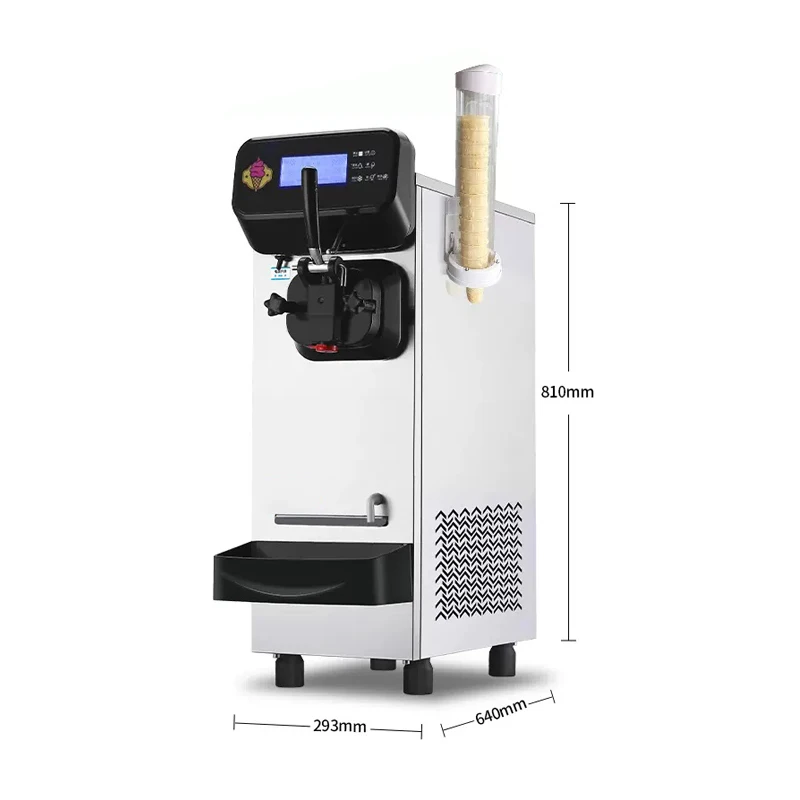 Máquina de helado suave, mesa comercial de 1600W, gran capacidad, potencia para sorbete, servir cono dulce, yogur helado