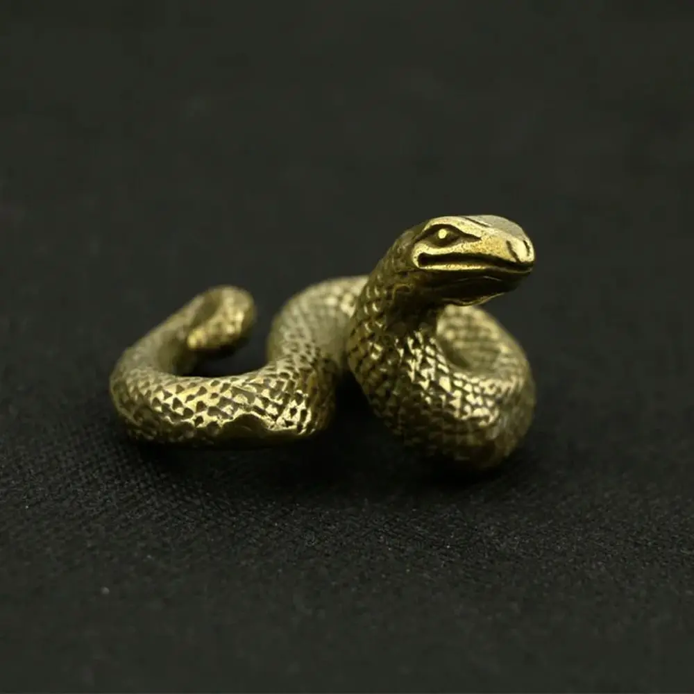 

Tea Pets Twelve Zodiac Brass Snake Figurines Copper Elegant Mini Snake Statue Ancient Lifelike Snake Ornament Garden Decoration