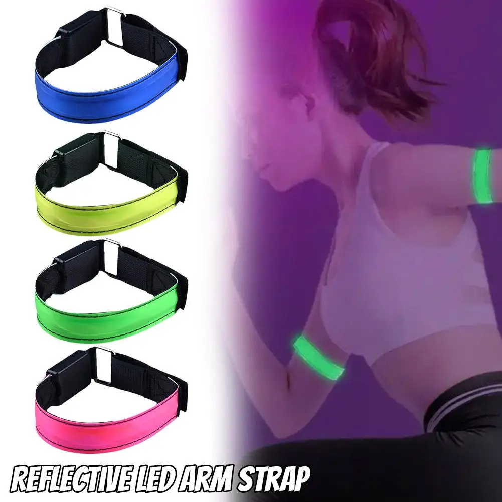 Led Luminous Armband Green Usb Rechargeable Night Running Bracelet Outdoor Sports Reflective Safety Belt For Cycling Campin I7i0