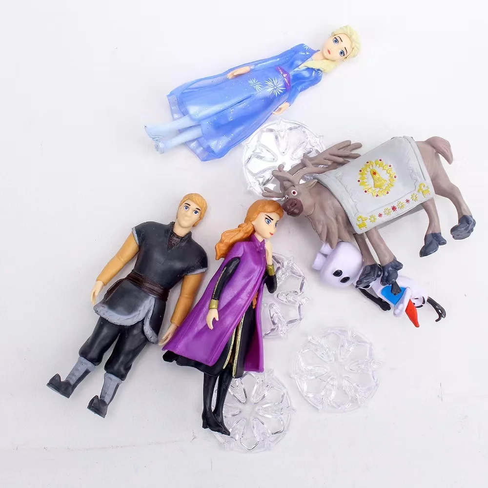 Disney Frozen The Snow Queen Princess Anna Elsa Action Figure Kristoff  Olaf PVC Dolls Collection Birthday Party Cake Gift Toys