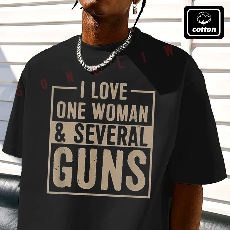 

2026 Shirt Cotton Casual I Love One Woman & Several Guns Graphic Moto T-shirts Mens Summer Cycling Sportswear Top Tee