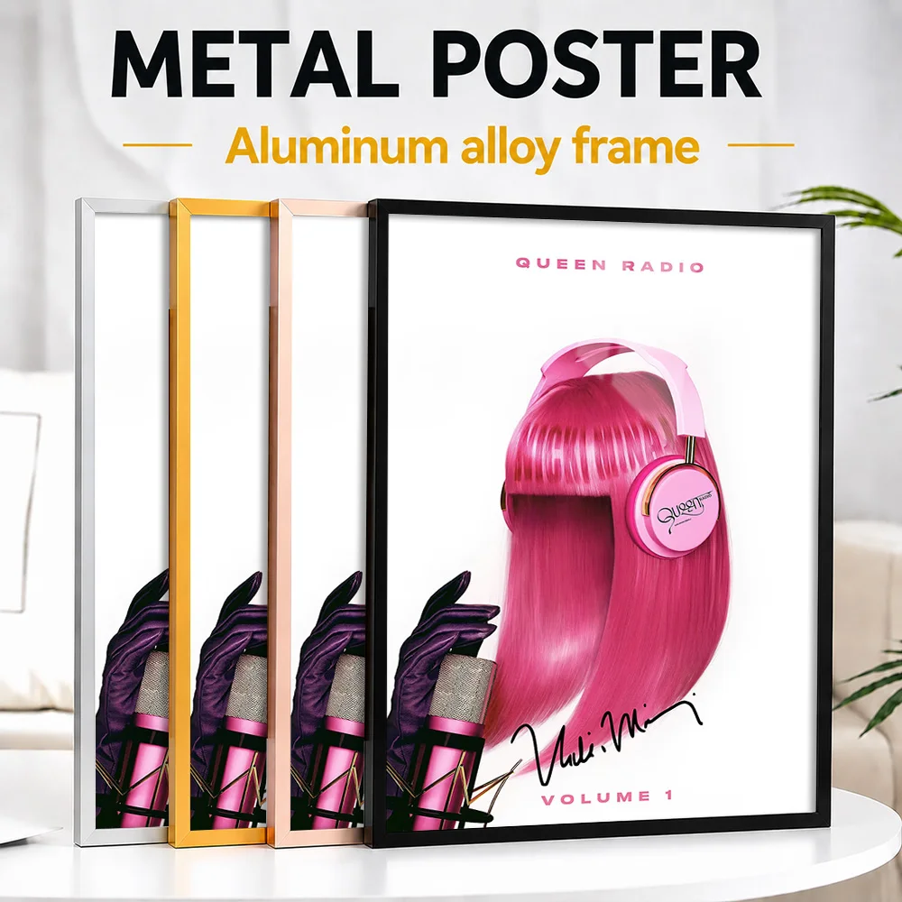 Nicki Minaj Queen Radio Volume 1 Framed Metal Print Customized Recording Tribute Wall Art For Singer Fans Decorating Music Room