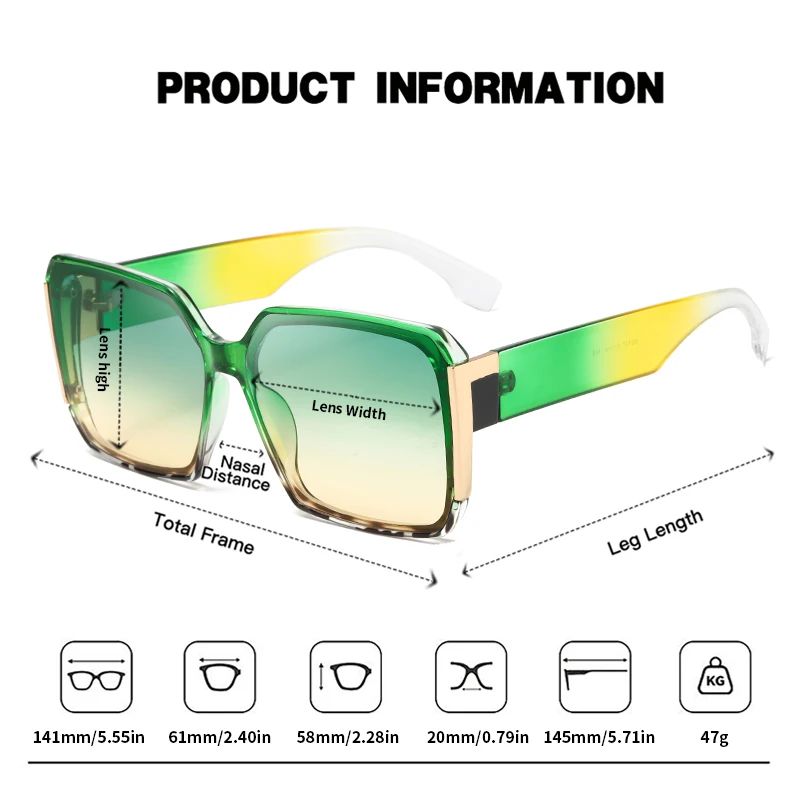 JUNCTURE Fashion Women Sunglasses dress up Sun Glasses Big frame Gradient Lady Glasses Party Holiday Gifts Sunglasses for Women