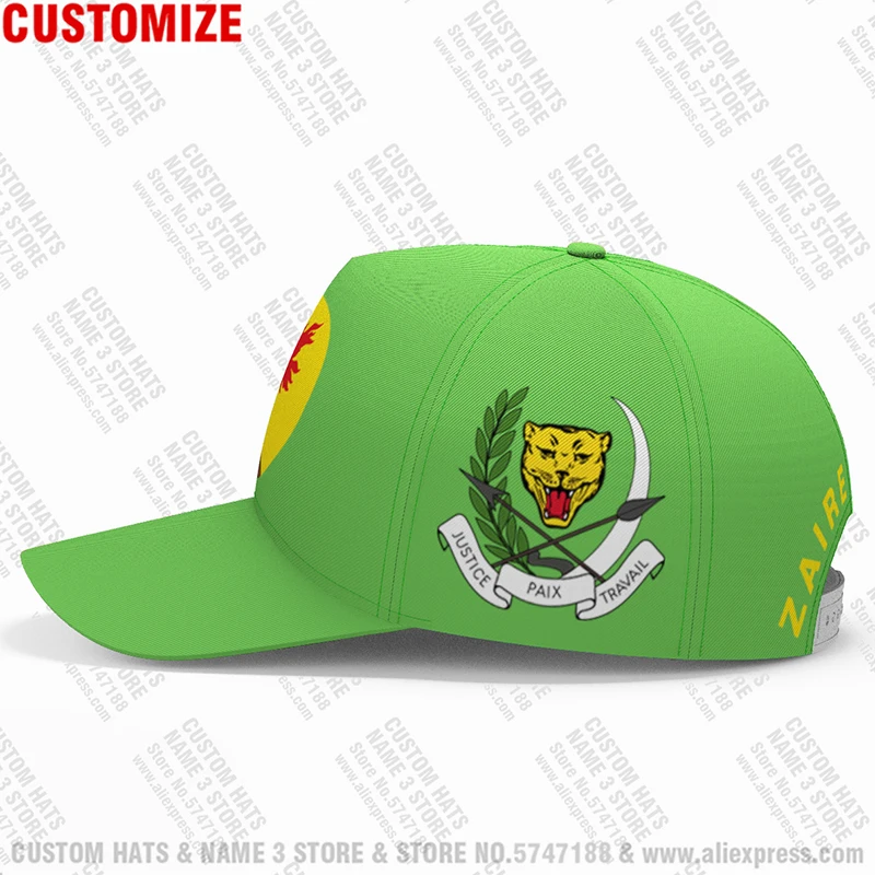 Zaire Baseball Cap Free 3d Custom Made Name Team Logo Hats Zar Country Congo Nation French Kinshasa Rdc Flags Headgear 1971 1997