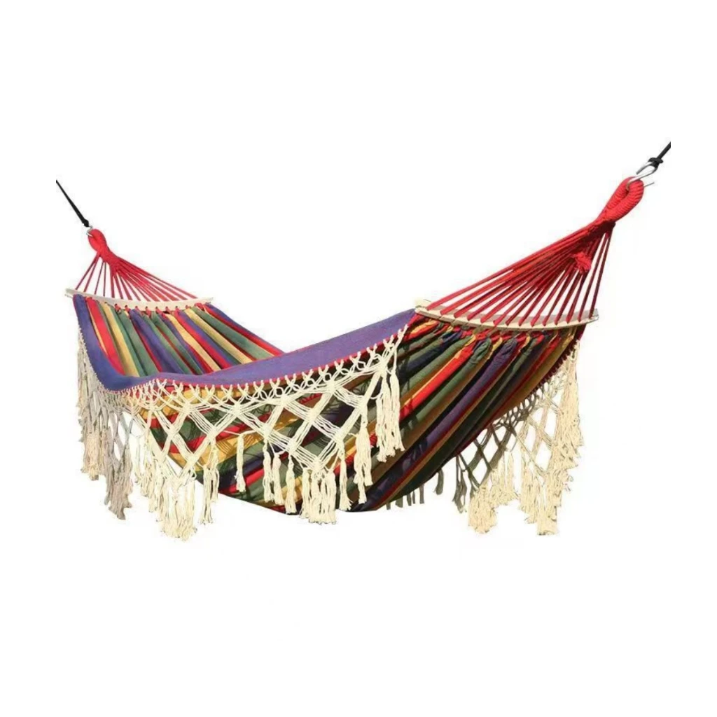 200cm X 150cm Heavy-Duty Outdoor Canvas Camping Hammock Reinforced Fringe Durable Bedpromote sales