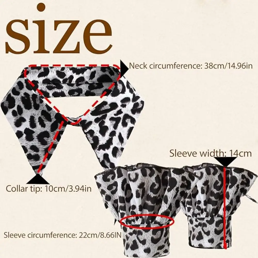Detachable False Collar Wrist Cuffs Set Leopard Print Scarf Shawl Decoration Clothes Accessories DIY Blouse False Collar
