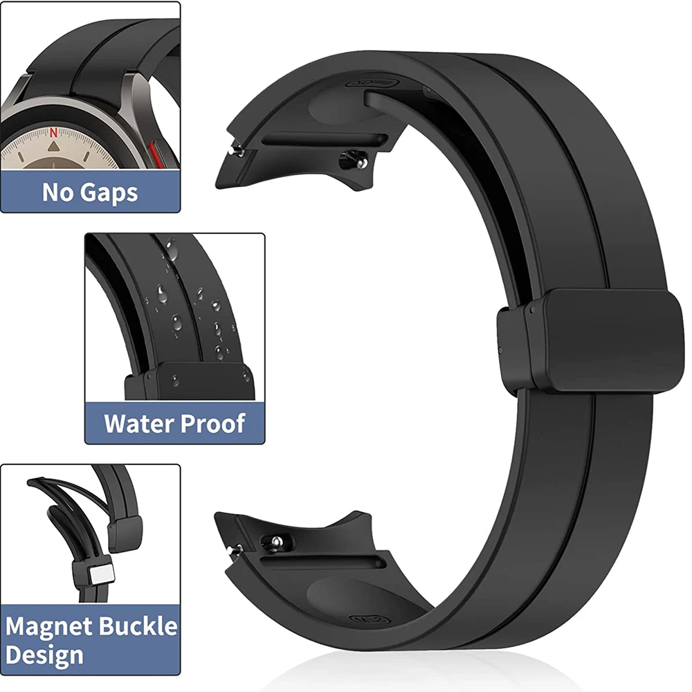 Magnetic Silicone Strap For Samsung Galaxy Watch 6 5 4/5Pro 40mm 44m 45mm,Sport Watchband Bracelet Galaxy Watch6 Classic 43/47mm