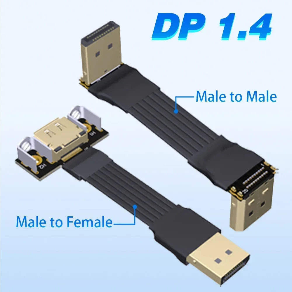 DP-V1.4 Shielded DisplayPort V1.2/1.4 Flat Cable 165Hz Display Port Adapter GPU Video Card PC Laptop TV Displayport Ribbon Cable