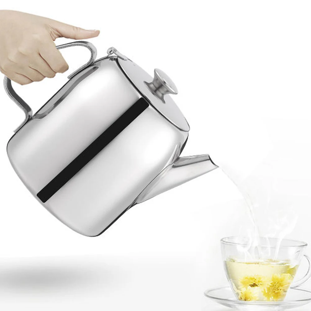

Stainless Steel Teapot Household Practical Rustproof Watertight Comfortable Handle Family Use Easy Clean Metal Kettle