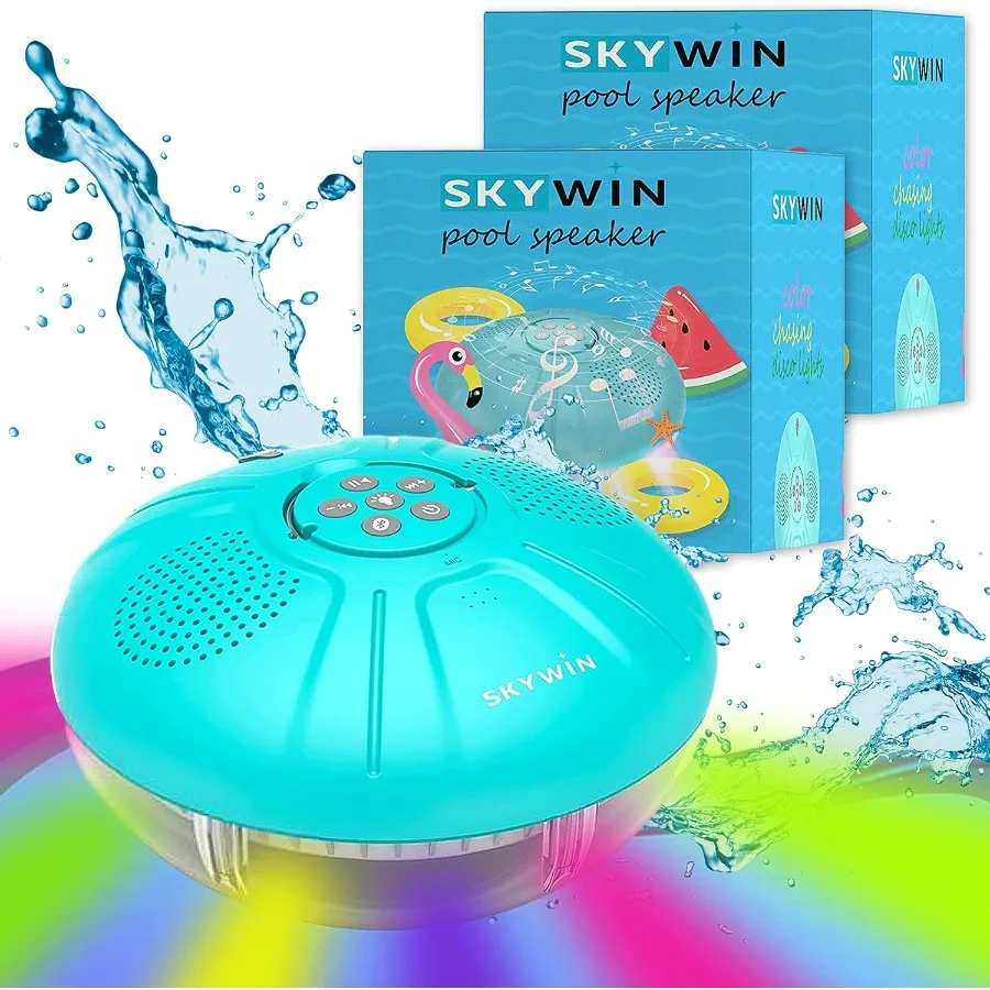 

Плавающий динамик для бассейна Skywin с подсветкой, аксессуары, комплект из 2 шт., надувная гидромассажная ванна, плавающий светильник для бассейна, водостойкий беспроводной LE