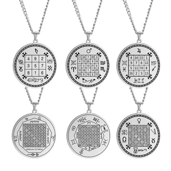 Dawapara Religious Solomon Necklace  Magic Square Talisman Pendants Protection Wealth Amulet Stainless Steel Jewelry