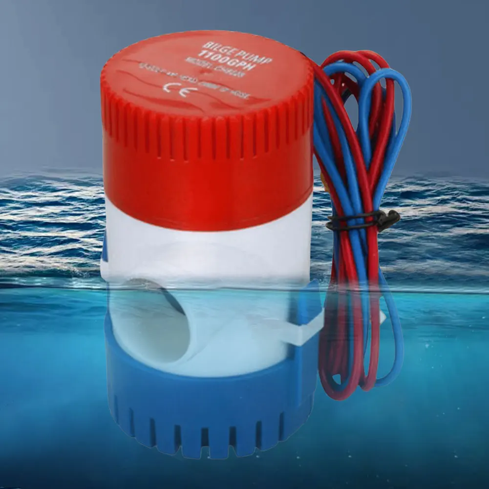 Bomba de esgoto submersível para barco marinho, bomba de esgoto elétrica de baixo ruído, 12v, 1100gph, para barcos de pesca marinhos