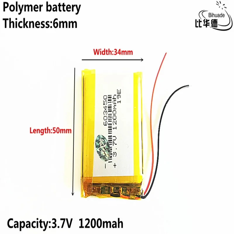 Good Qulity Liter energy battery 3.7V,1200mAH,603450 Polymer lithium ion / Li-ion battery for TOY,POWER BANK,GPS,mp3,mp4