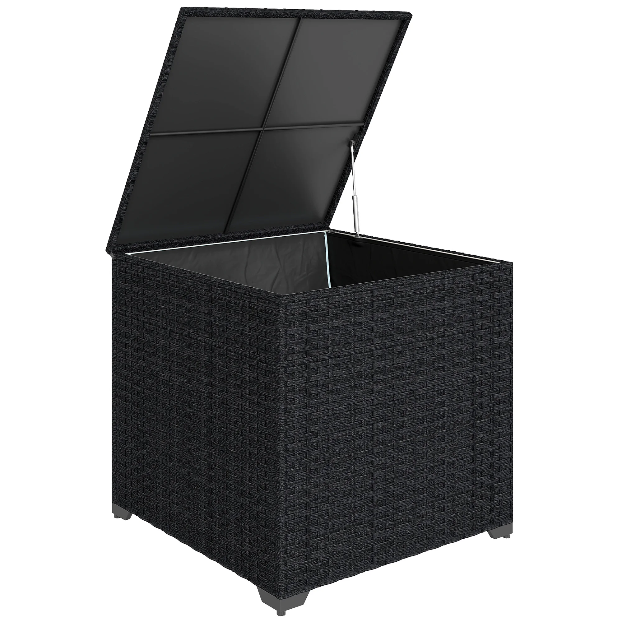 Outsunny 253L Rattan opbergkist voor buiten met hydraulische stang