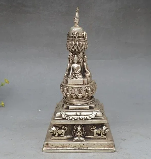 collezione-cinese-archaize-statua-di-pagoda-del-buddismo-tibetano-in-rame-bianco