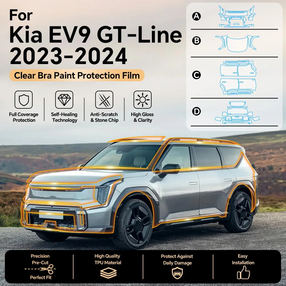 Pre Cut TPU Dla KIA EV9 GT-Line 2023 2024 Folia ochronna na lakier samochodowy PPF Anti-scratch Transparent Bra Kit Body Sticker