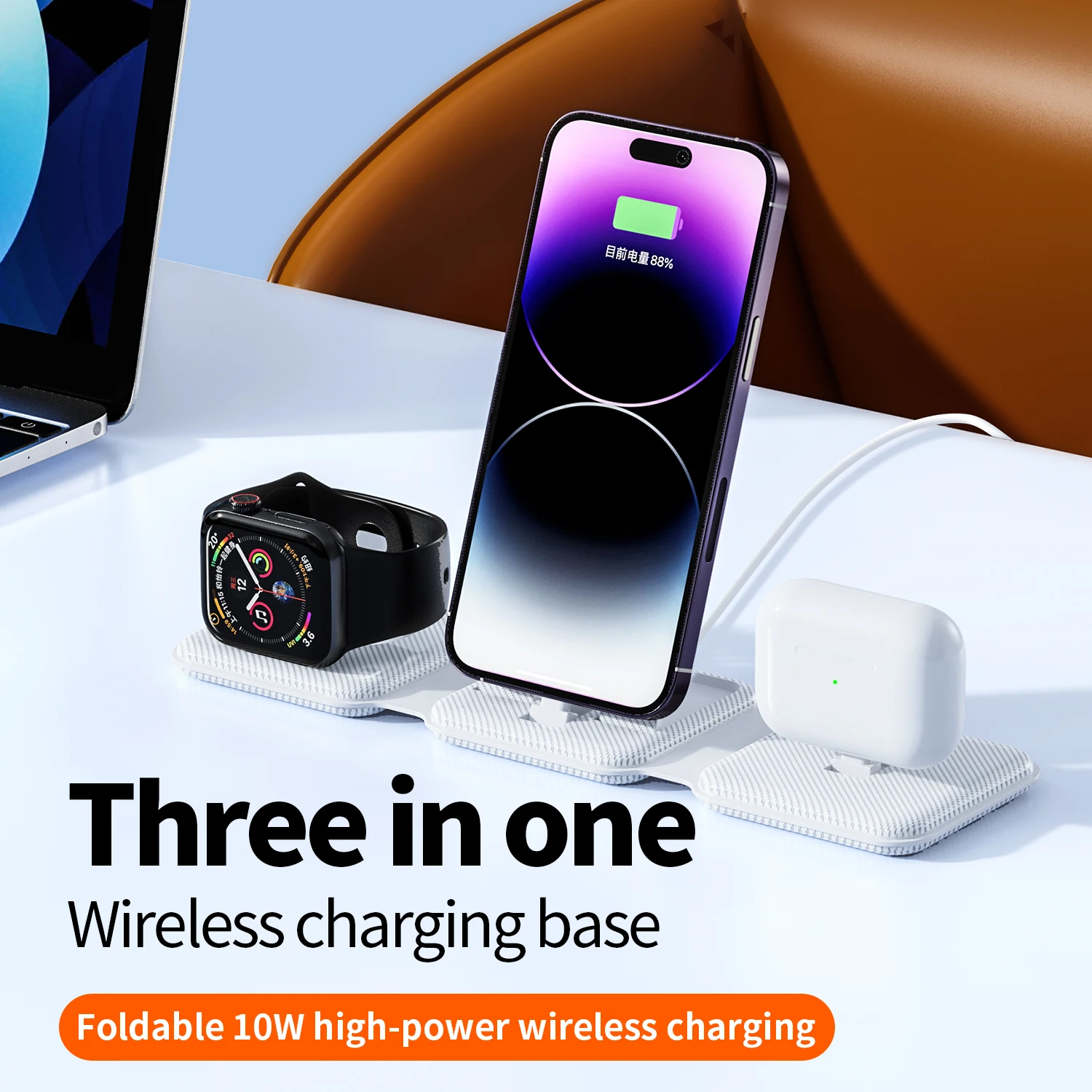 3 in 1ที่ชาร์จไร้สายแบบพับได้สำหรับ iPhone 15 14 13 11 12 PRO MAX แท่นชาร์จแม่เหล็กแบบเร็วสำหรับ Apple Watch 8 7 6 airpod