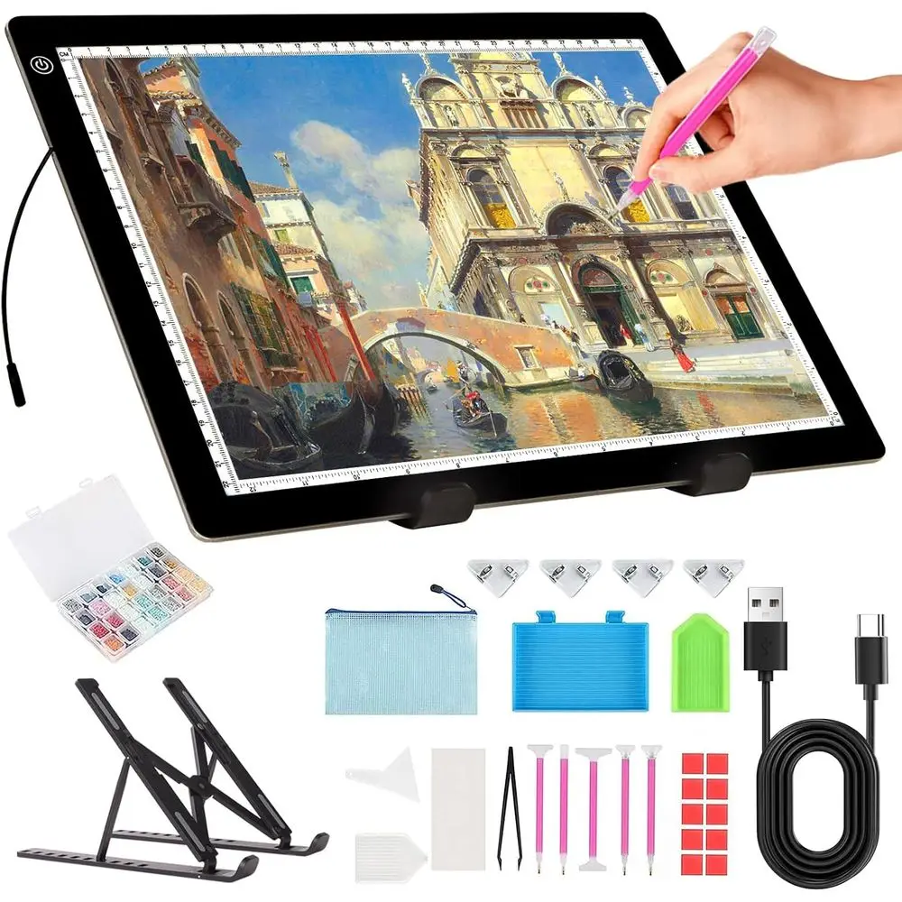 

LED Light Box for Tracing and Crafting, Adjustable Brightness, Thin Design, Ideal for Diamond Painting and Vinyl Cutting