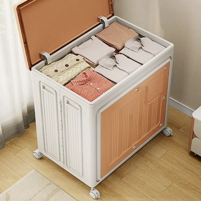 Free Installation Storage Box, Large Capacity, Super Large Household Organizer, Flip Cover With Wheels, Foldable Storage Box