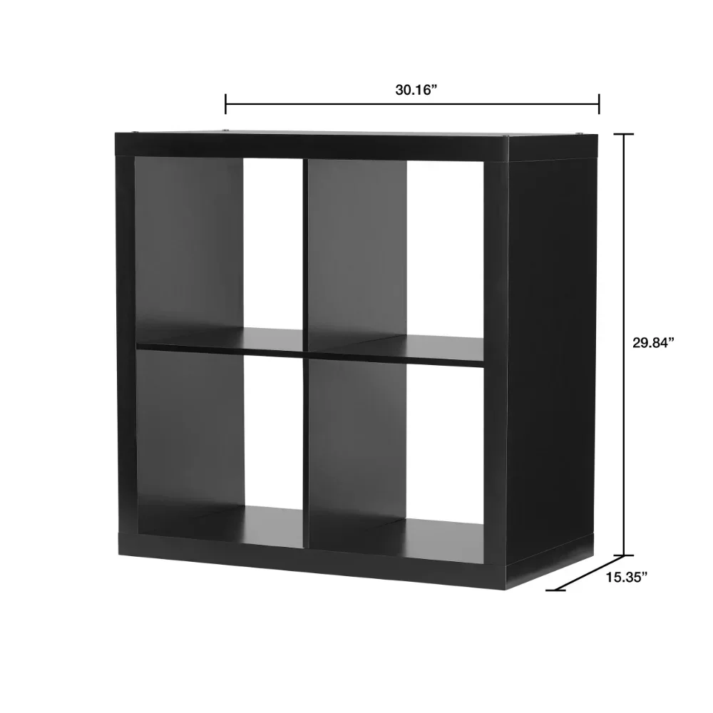Gardens 4-Cube Storage, Solid Black Book Shelf Furniture  Book Rack  Bookcase