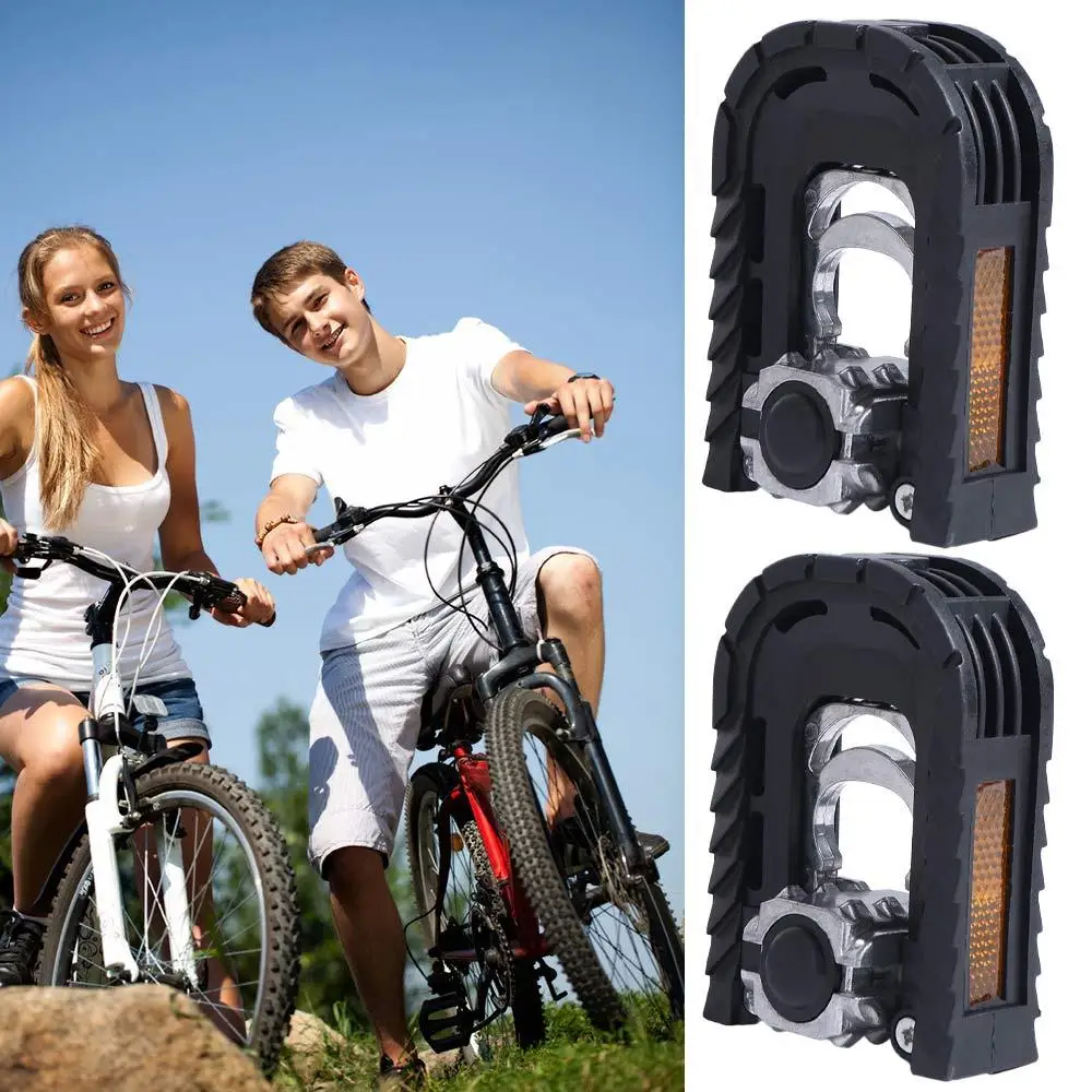 Aluminum Alloy Bicycle Pedal Reflective Sheet 14mm Thread Mountain Bike Pedals Labor-saving Safety Warning Folding Pedal Bike