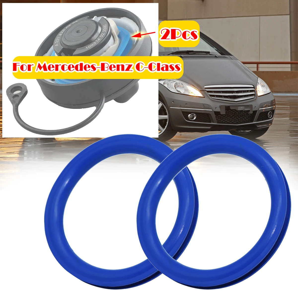 2pc Gas Cap Fuel Seal For Mercedes-Benz C-Class W203 W204 C204 Filler Tank Cover Neck Repair O-ring Rubber Gasket Washer V Shape