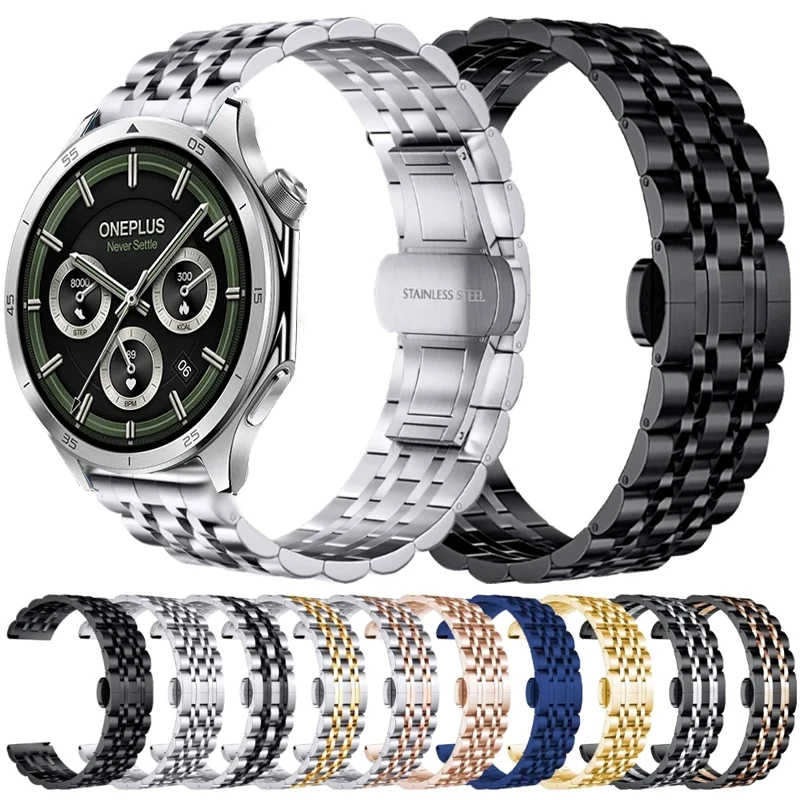 Bracelet de montre 22mm pour montre OnePlus 3 2 2R/OnePlus, 46mm, en acier inoxydable, pour montre OPPO 4 Pro X X2/Realme Watch S 2 3 3 Pro