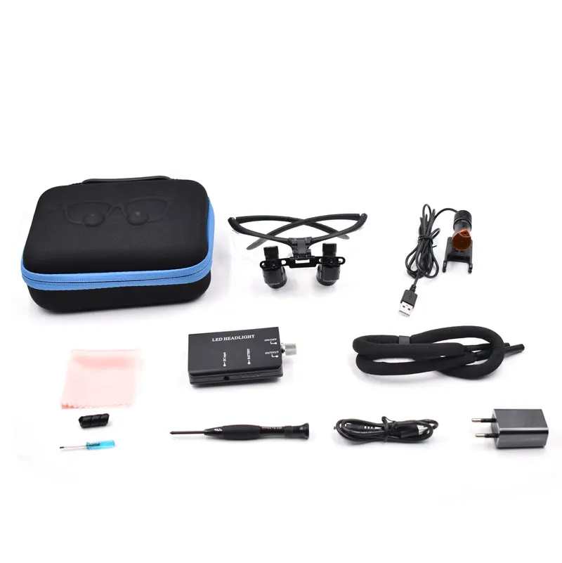 5X Dentals Loupes Surgical Binocular Loupe 45 Degree Dihedral Angle With Detachable 5W LED Headlight Loupe Dentals