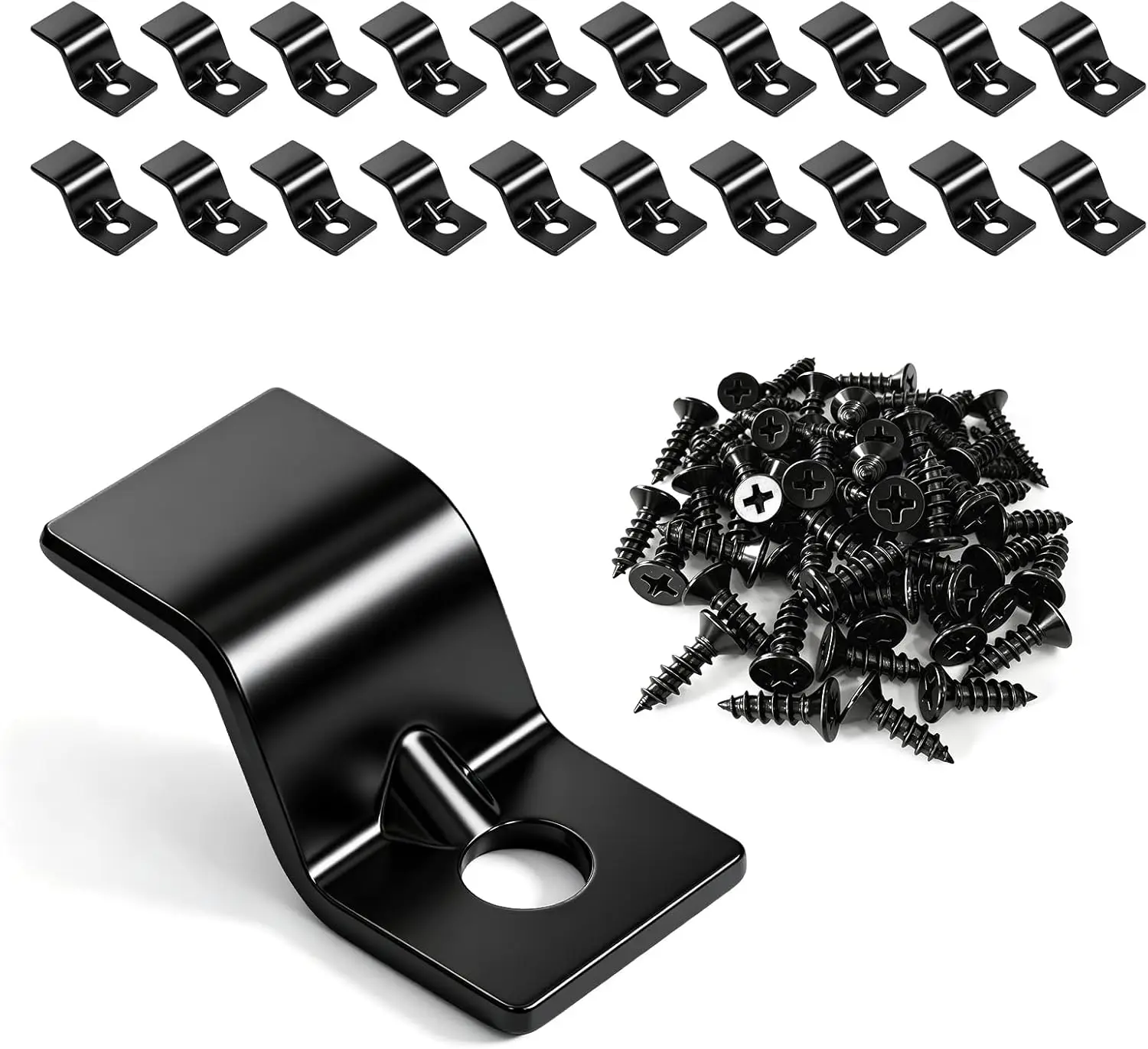 

20-Pack Black Z Clips for Table Tops, Heavy Duty Metal Fasteners