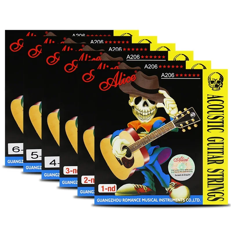 10 Sets Alice A206 Stainless Steel Coated Phosphor Bronze Anti-Rust 1st-6th Acoustic Guitar Strings 011-052