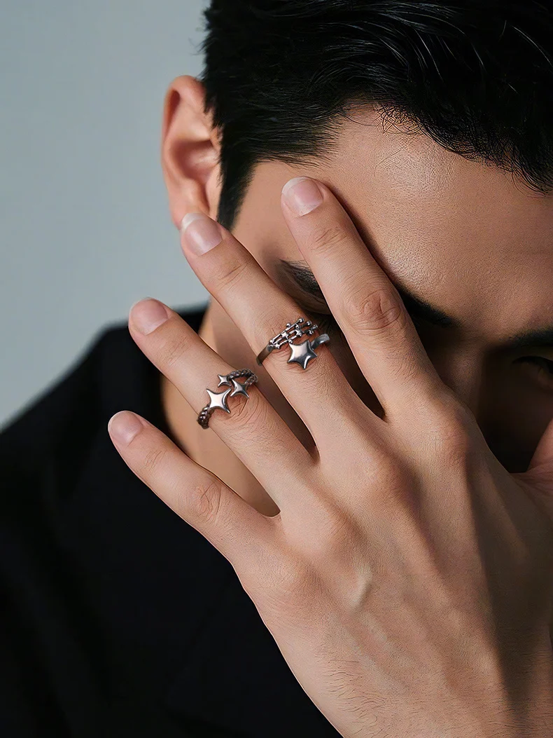 yuki-handmade-silver-rings-for-couples-unique-design-unisex-starry-fashionable-jewelry-customizable-engraving