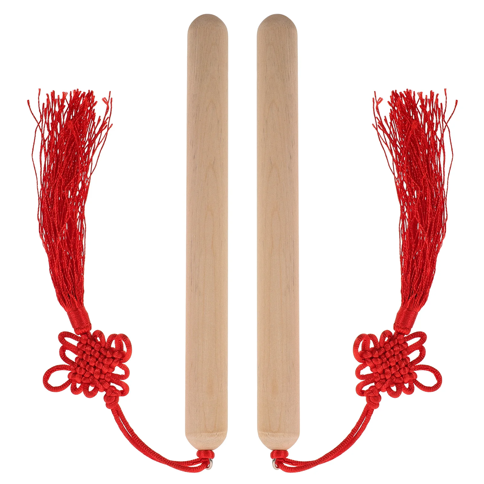 

2Pcs Wooden Rhythm Sticks Lummi Sticks Chinese Knot Tassel Natural Wood Musical Percussion Instrument Classroom Supplies