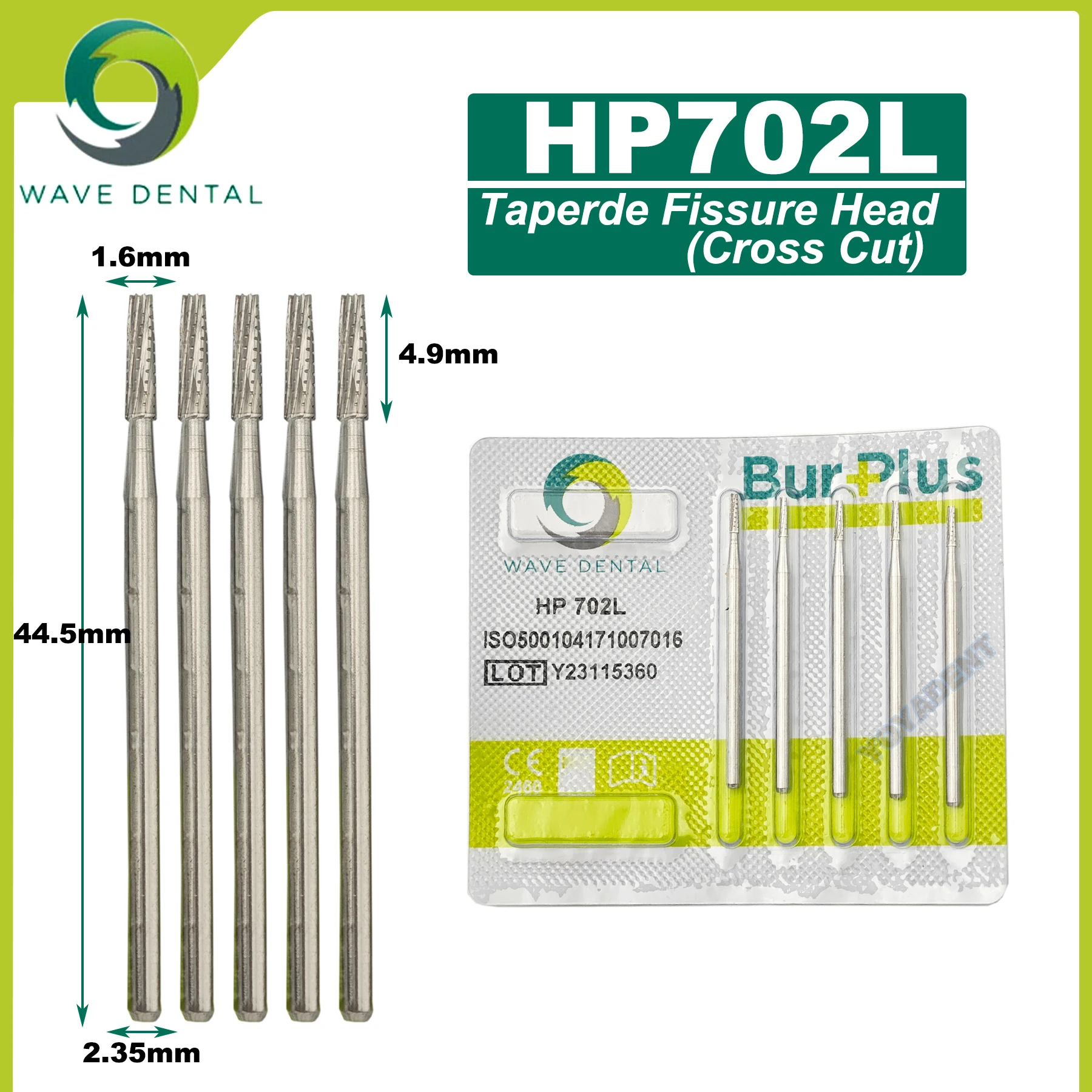 Onda dental carboneto de tungstênio brocas para nariz reto cone handpiece baixa velocidade hp dia.2.35mm 5 unidades/pacote