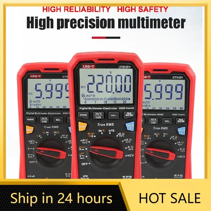 

UNI-T Professional Digital Multimeter UT61E+ 1000V AC DC Voltmeter Ammeter True RMS Capacitor Tester Frequency Meter LPF Test