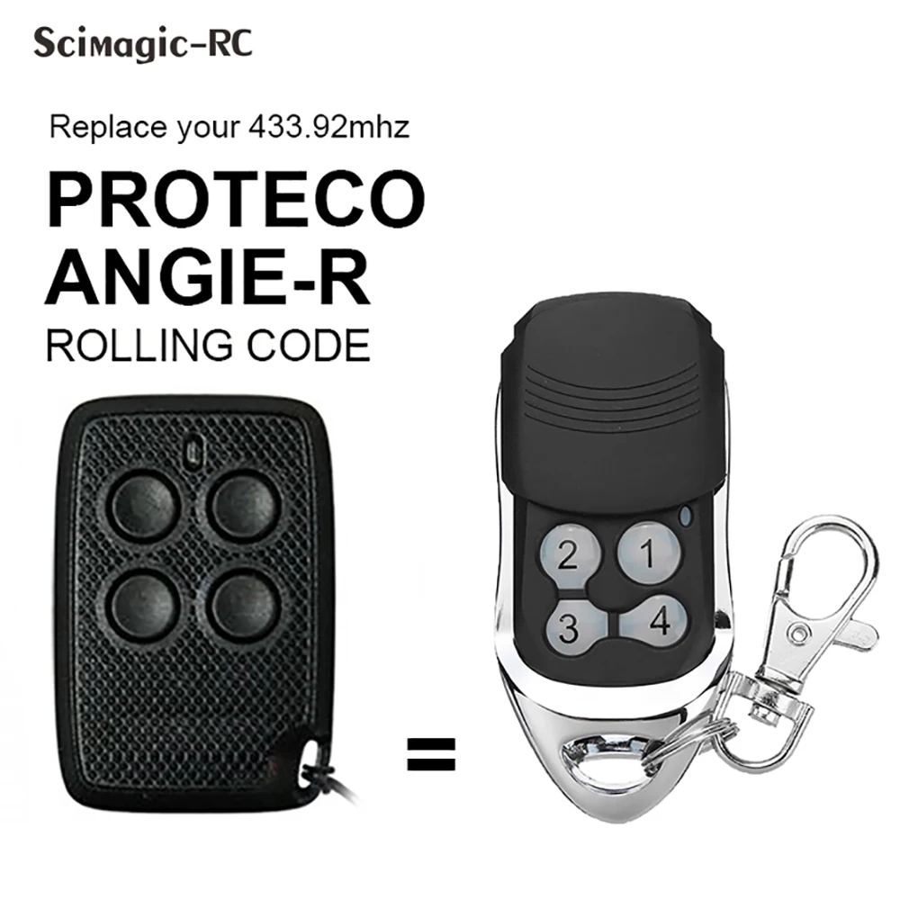 Replacement Command PROTECO ANGIE-R 433MHz Garage Remote Control 433.92MHz Rolling Code Transmitter Gate Key Fob