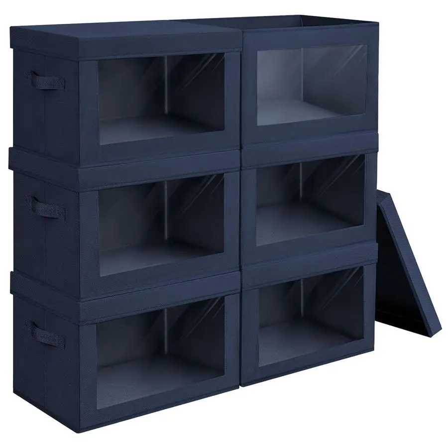 

Storage Bins with Lids Large Storage Box with Lids, Foldable Closet Boxes for Organizing, Wardrobe Clothes Organizer with Windo
