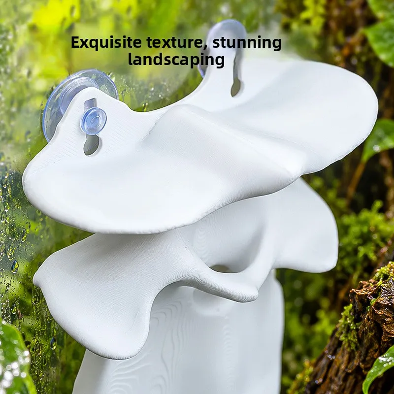 Reptile Wave Rider Hideout, Suction Cup Floating Climbing Platform, PETG Molded Terrarium Decor for Crested Gecko Tree Frog Tank