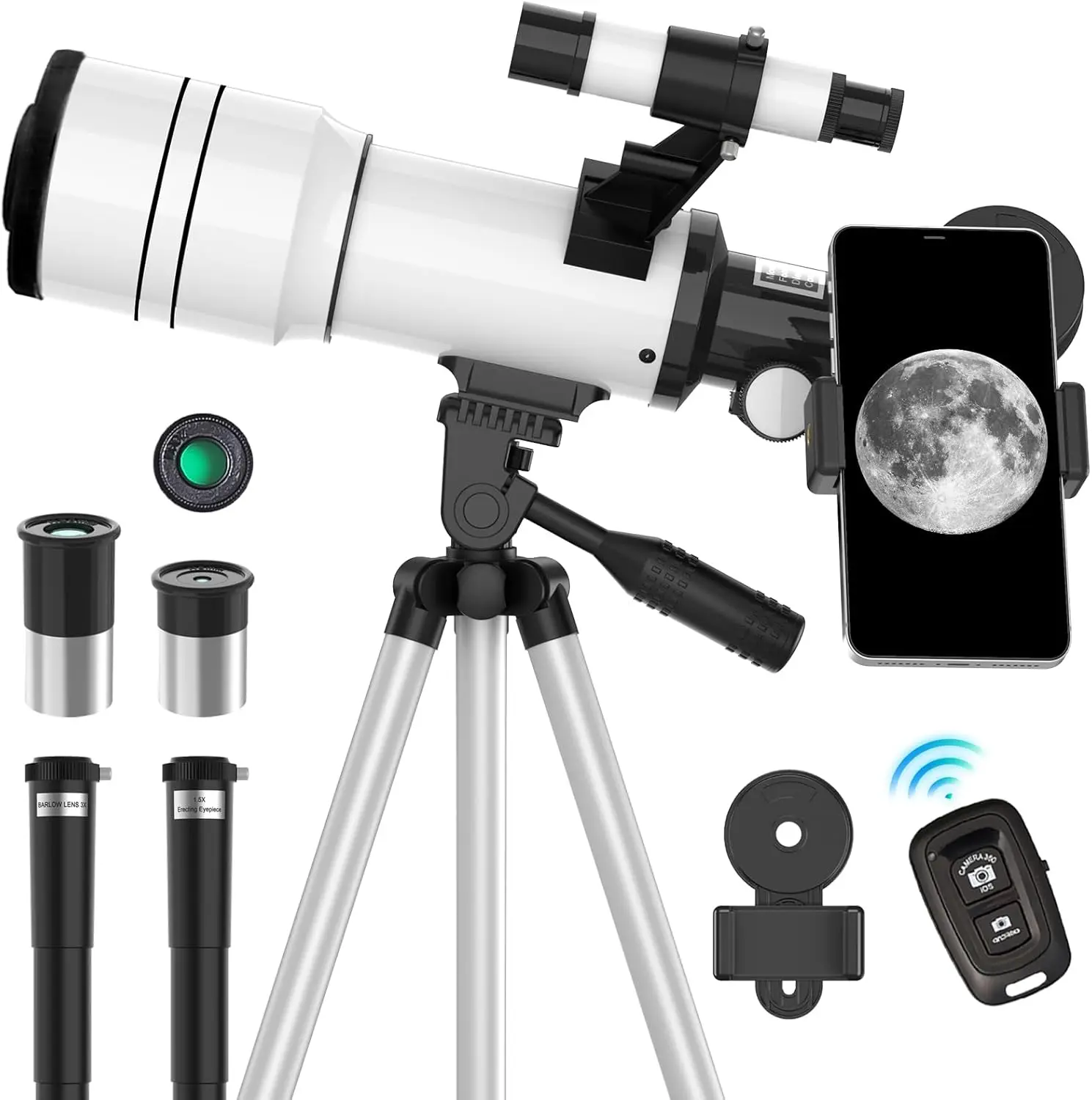 

Telescope for Adults & Kids, 70mm Aperture Astronomical Refractor Telescopes for Astronomy Beginners (15X-150X), 300mm