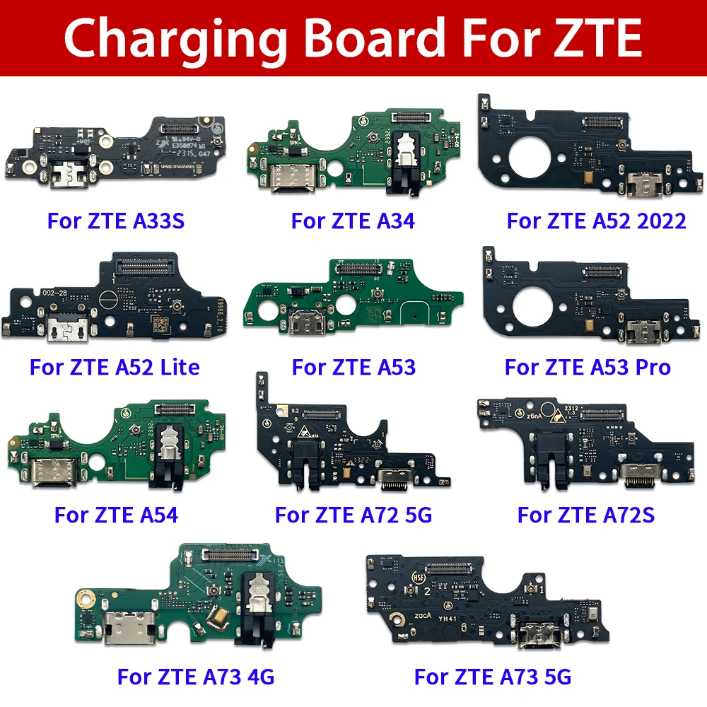 Puerto de carga USB, placa de conector de cargador flexible para ZTE A33S A34 A52 2022 A52 Lite A53 Pro A53 A54 A72 A73 5G 4G A72S A55