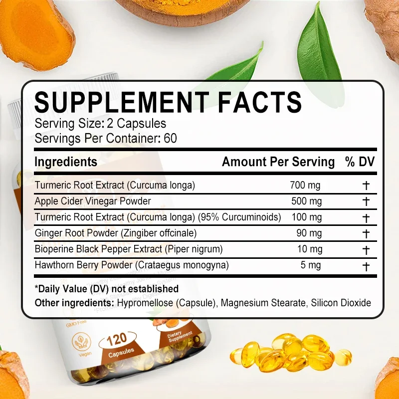 ขมิ้น Curcumin ขิงแคปซูลส่งเสริมการย่อยอาหารลําไส้ที่ดีต่อสุขภาพป้องกันการอักเสบและบรรเทาอาการปวดข้อ