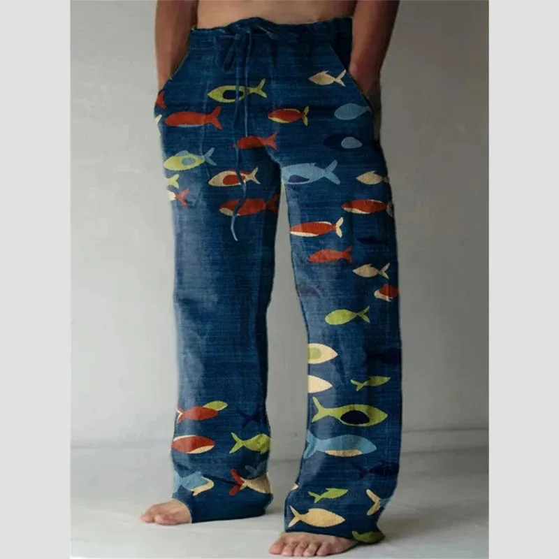 Men's Casual Pants Shark A 3d Printed men's New Winter Pants Fashion men's Loose Casual Pocket Pull Rope Sports Pants