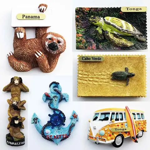Gibraltar Straits Tonga Cape Verde Creative Sloth ST.kitts Travel Panama Fridge Stick Travel Souvenir fridge sticker