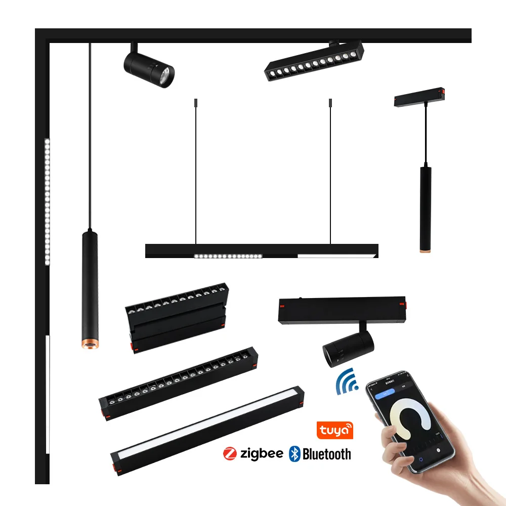 Blue tooth WIFI TUYA Remote Control 30W 40W 50W 60W Featured Commercial Absorption LED Magnetic Track Lights On A Magnet