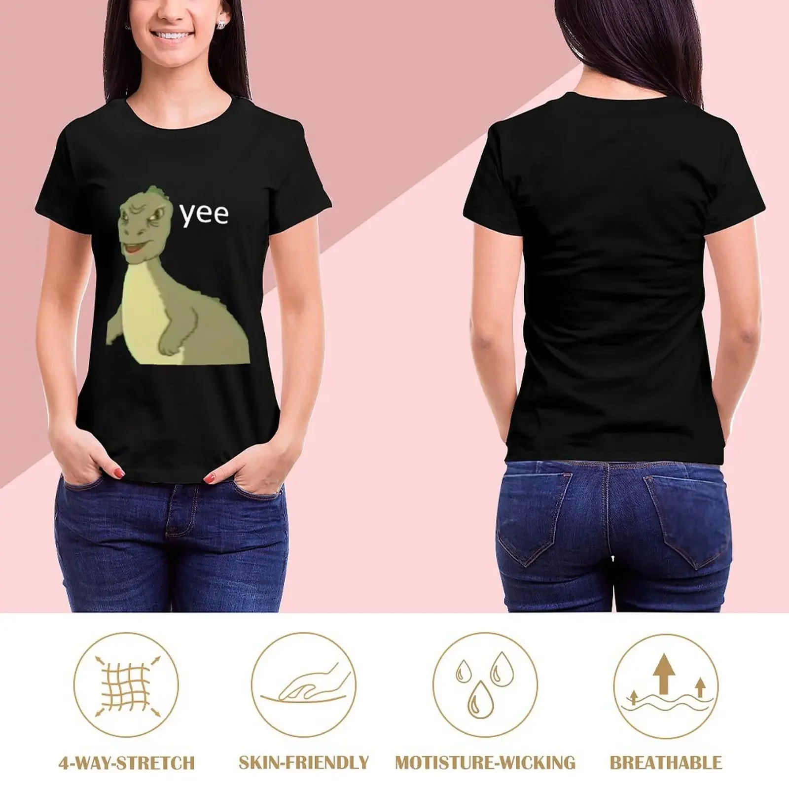 Yee [dinosaur maym :^)] (version 1, video quality, white text) T-Shirt Female clothing shirts graphic tees Women's t-shirt